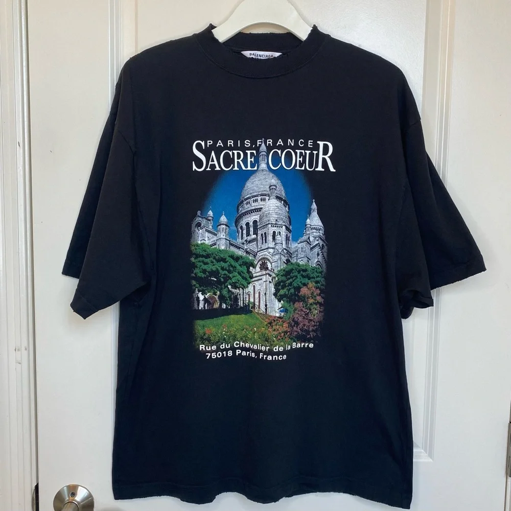 Balenciaga Paris Black Distressed Tee Size XS - Picture 10 of 11
